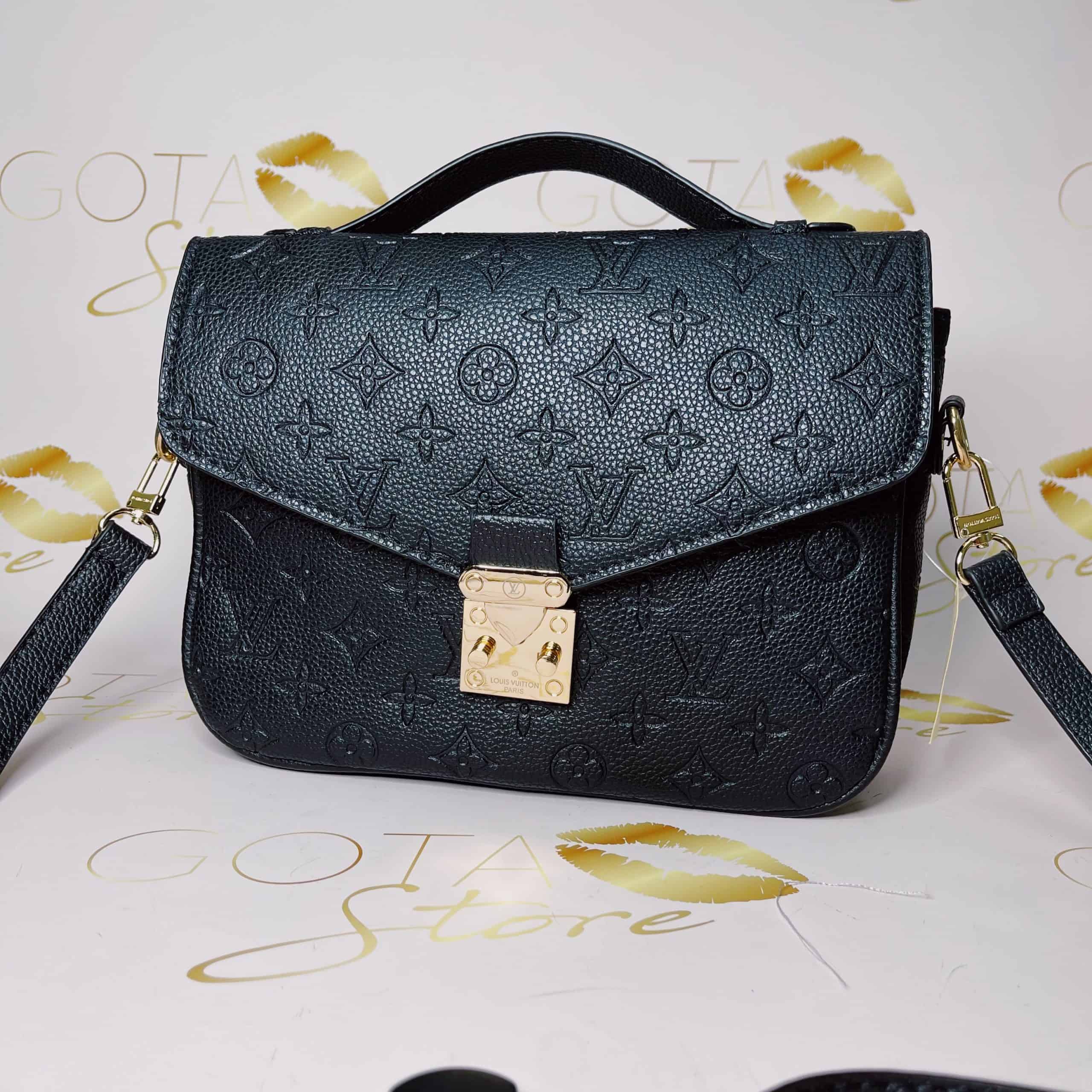 LV Black Embossed Monogram Pochette Shoulder Women S Bag GOTA Store