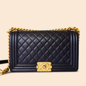 Boy Bag - Black Leather & Gold Hardware Medium Women's Handbag