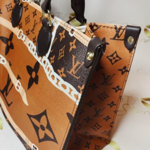 LV City Steamer MM Patchwork Purse - Brown & Orange Leather Women's Large Tote Bag