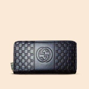 GG Zip Around Classic Women's Wallet - Black Leather & Gold Hardware