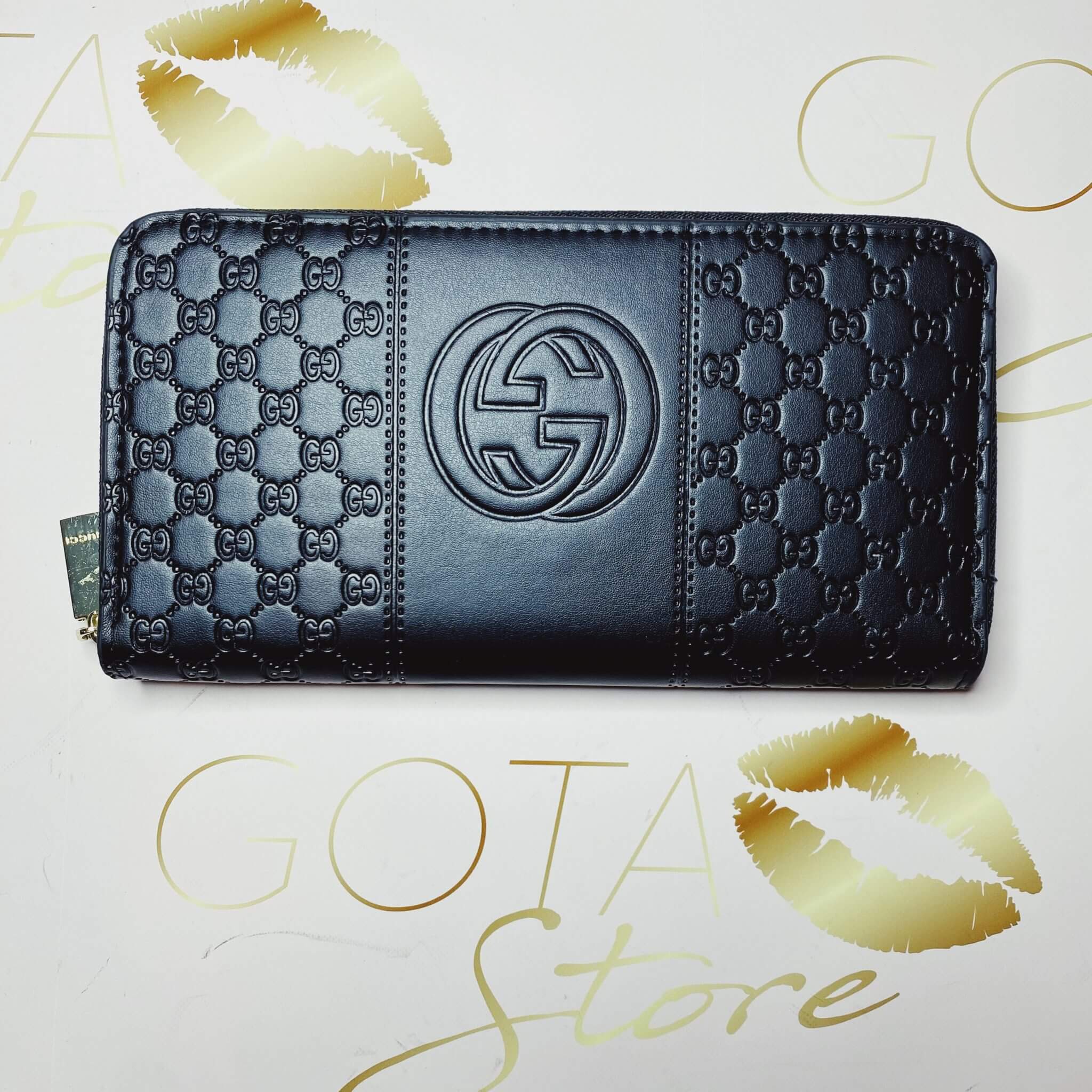 GG Zip Around Classic Women's Wallet - Black Leather & Gold Hardware ...