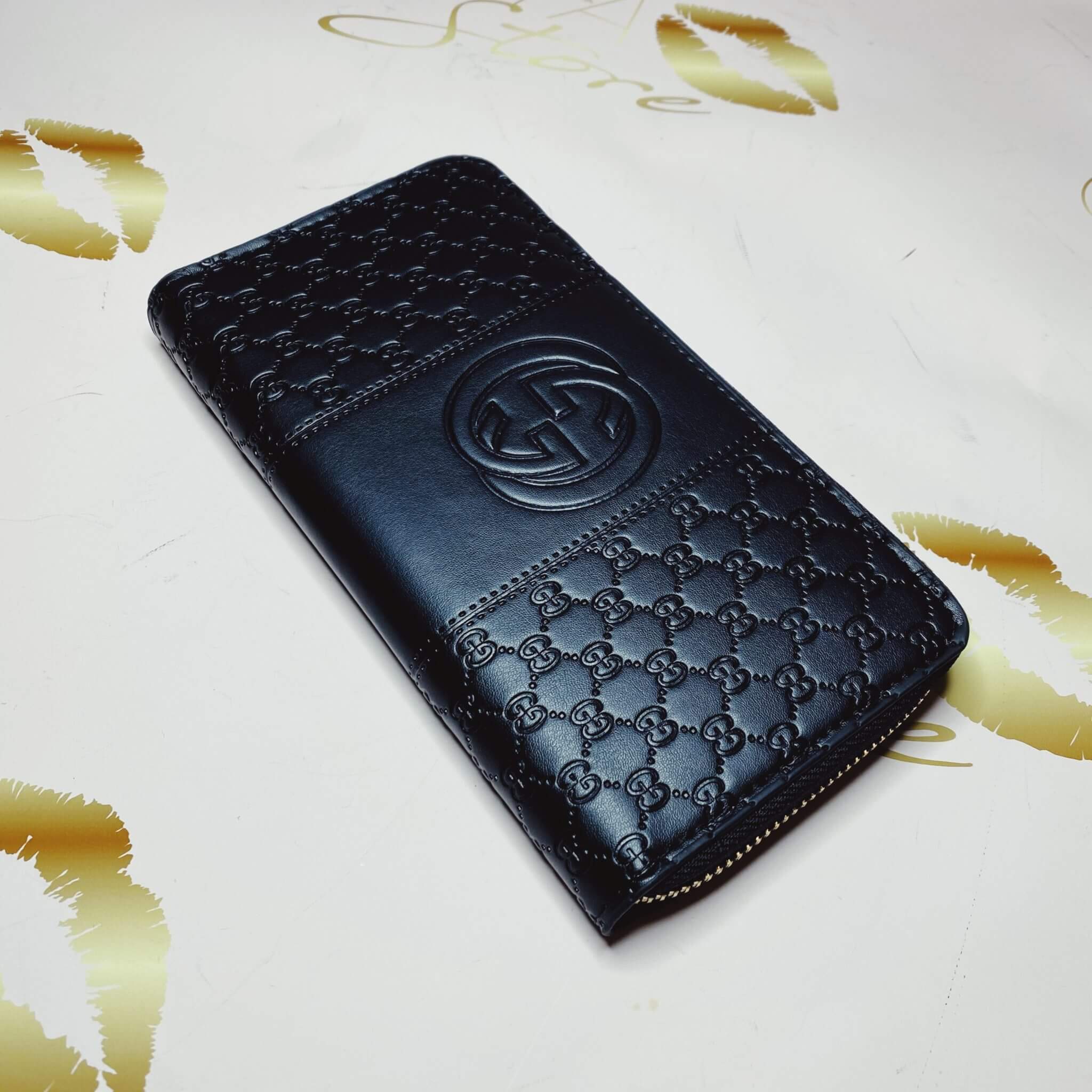 GG Zip Around Classic Women's Wallet Black Leather & Gold Hardware