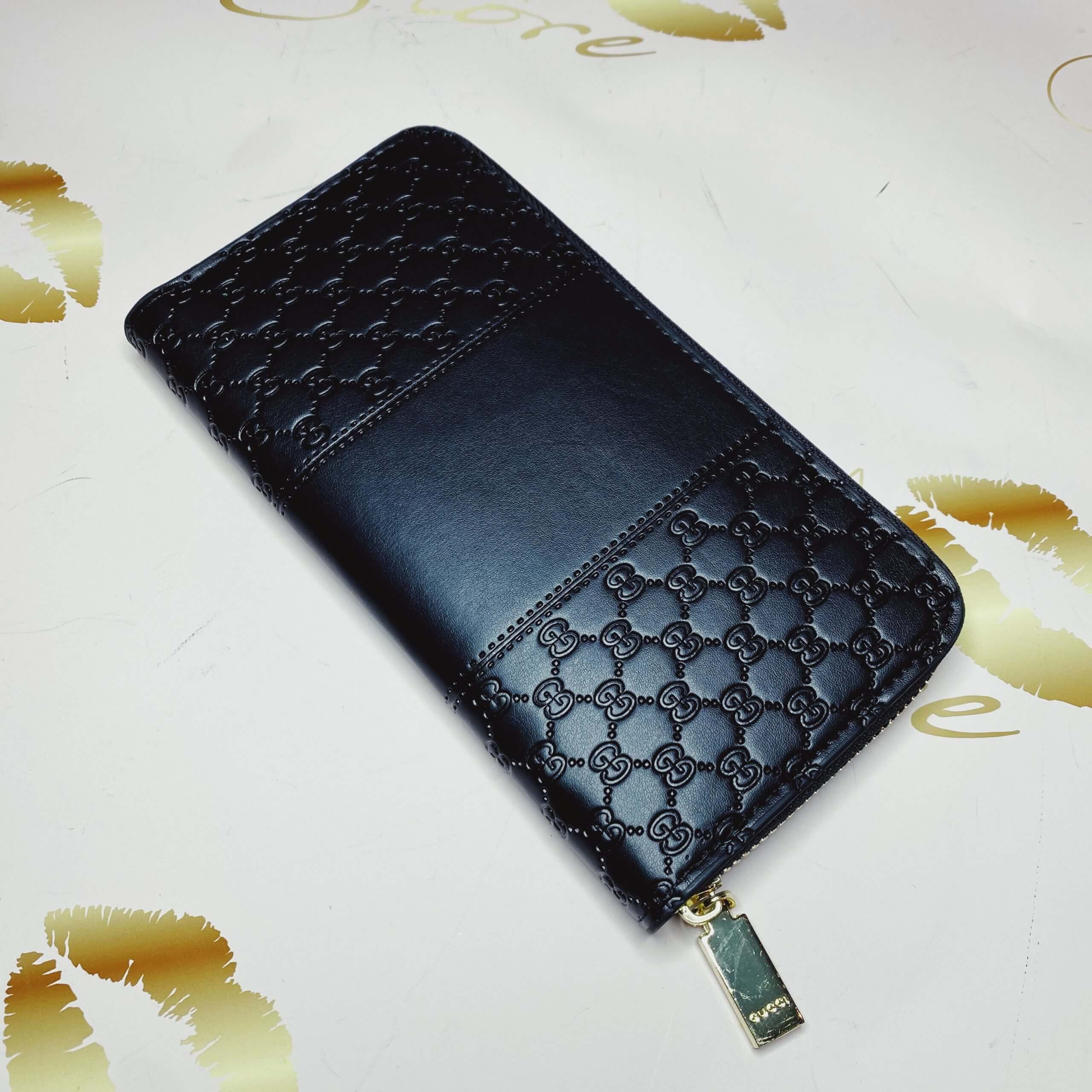 GG Zip Around Classic Women's Wallet - Black Leather & Gold Hardware ...
