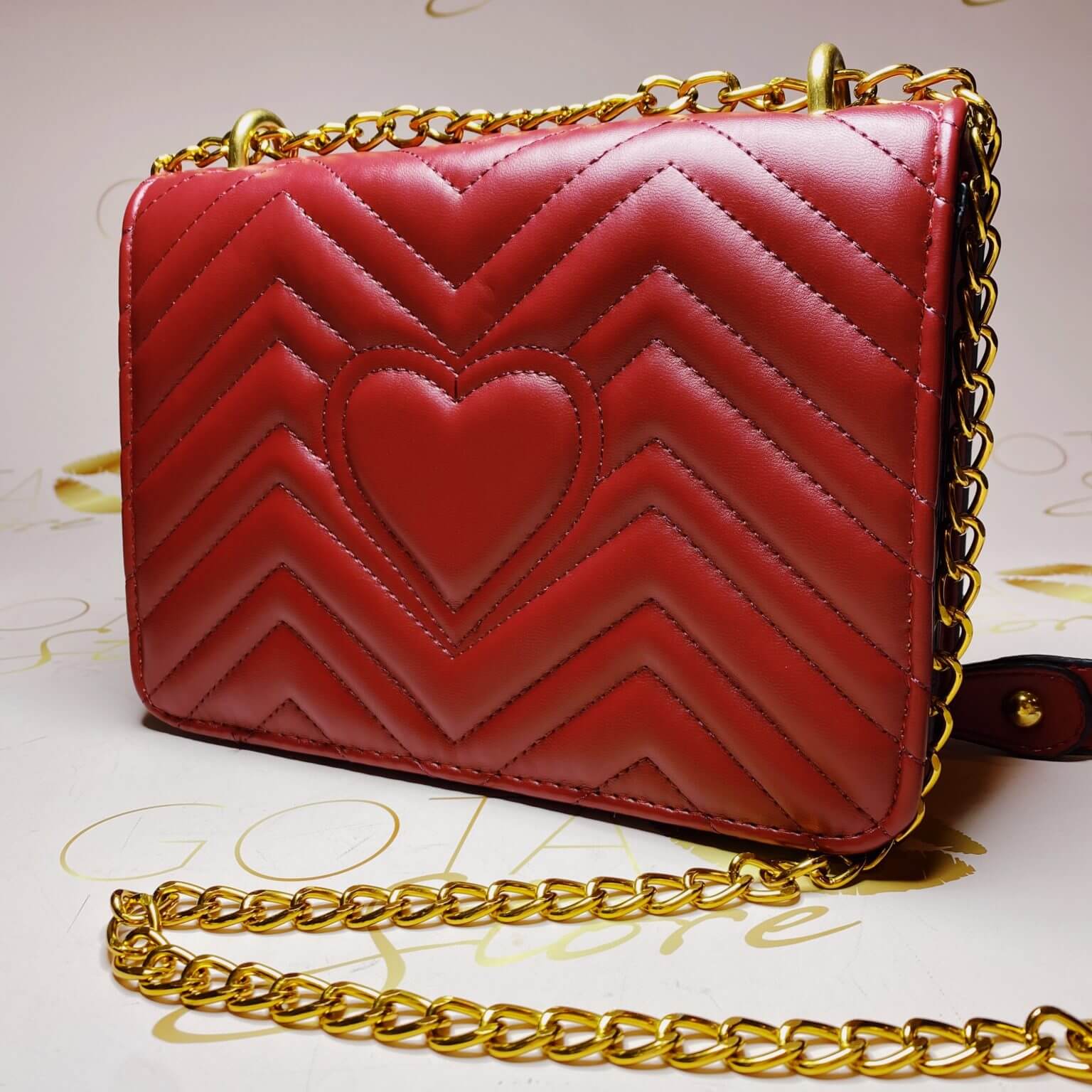 GG Marmont Medium Matelasse Purse Red Leather & Gold Hardware Women’s
