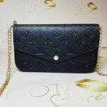 LV Felicie Pochette Embossed Monogram Black Leather Purse - Women's Small Clutch Bag & Wallet