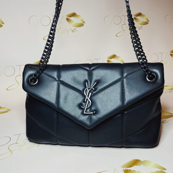 YSL LouLou Puffer Medium Purse - Black Leather Women's Medium Shoulder Bag