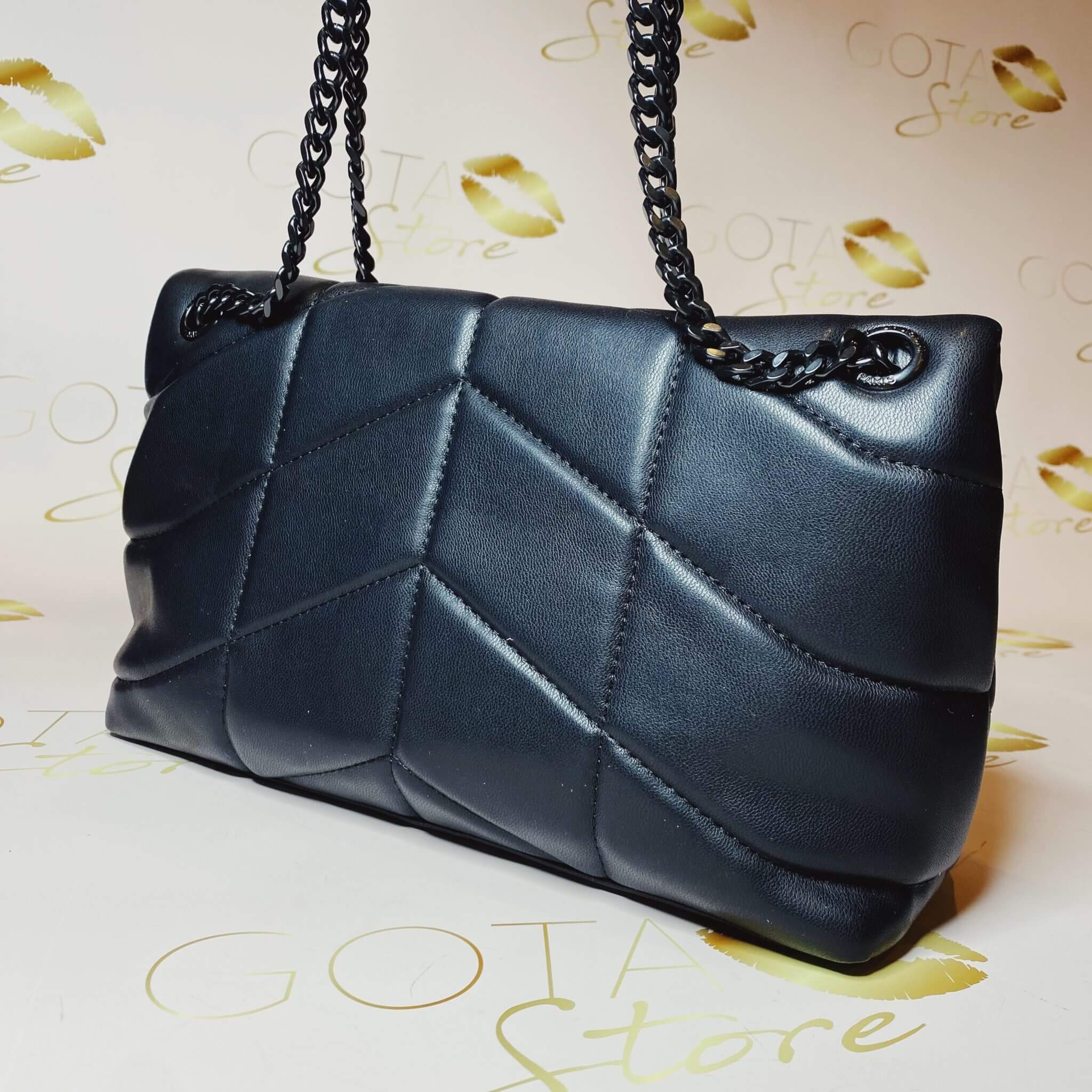 YSL LouLou Puffer Medium Purse Black Leather Women's Medium Shoulder