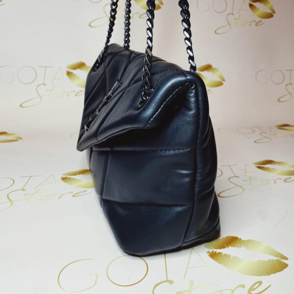 YSL LouLou Puffer Medium Purse - Black Leather Women's Medium Shoulder Bag
