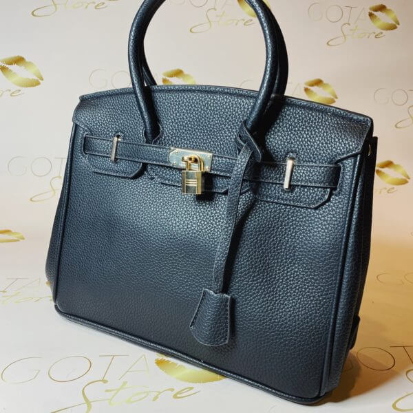 Birkin 25 Leather Purse - Black & Gold Hardware Women’s Large Tote Bag