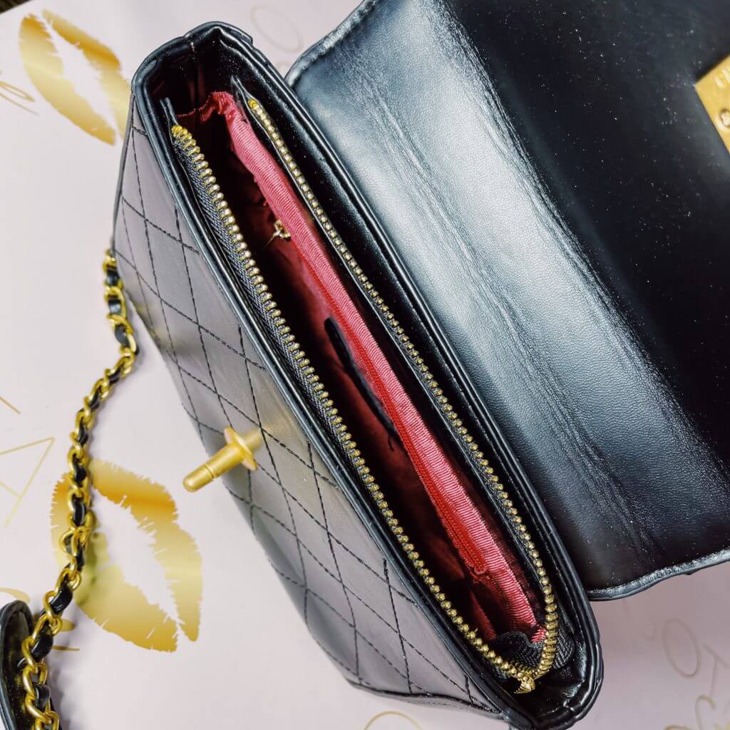 CC Medium Handle Flap Bag Black Leather & Gold Hardware Purse GOTA