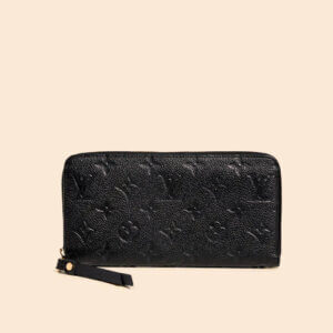 LV Clemence Black Embossed Women's Wallet - Black Leather & Gold Hardware