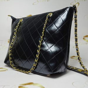 CC Classic Calfskin Tote - Black Leather & Gold Hardware Large Women's Purse