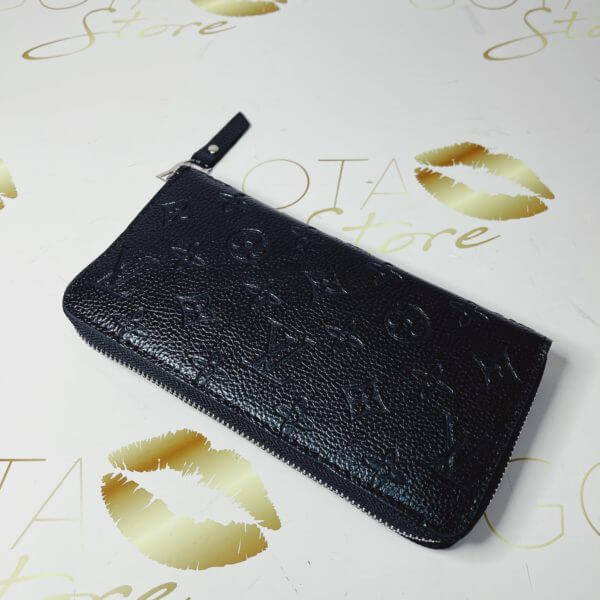 LV Clemence Black Embossed Women's Wallet - Black Leather & Gold Hardware