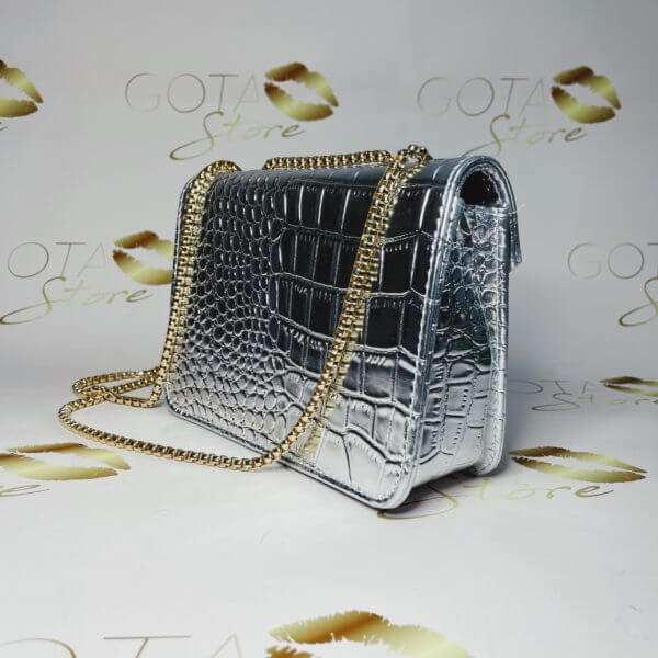 YSL LouLou Y-Quilted Medium Purse – Silver Leather & Gold Hardware Women’s Medium Clutch Bag