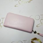 YSL Monogram Zip Around Women's Wallet - Embossed Logo & Light Pink Leather