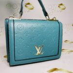 LV Embossed Blanch BB Shoulder Bag - Blue Leather & Gold Hardware Medium Women's Purse