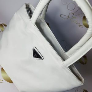 Prda White Nylon Medium Purse - Fabric Women's Medium Tote Bag