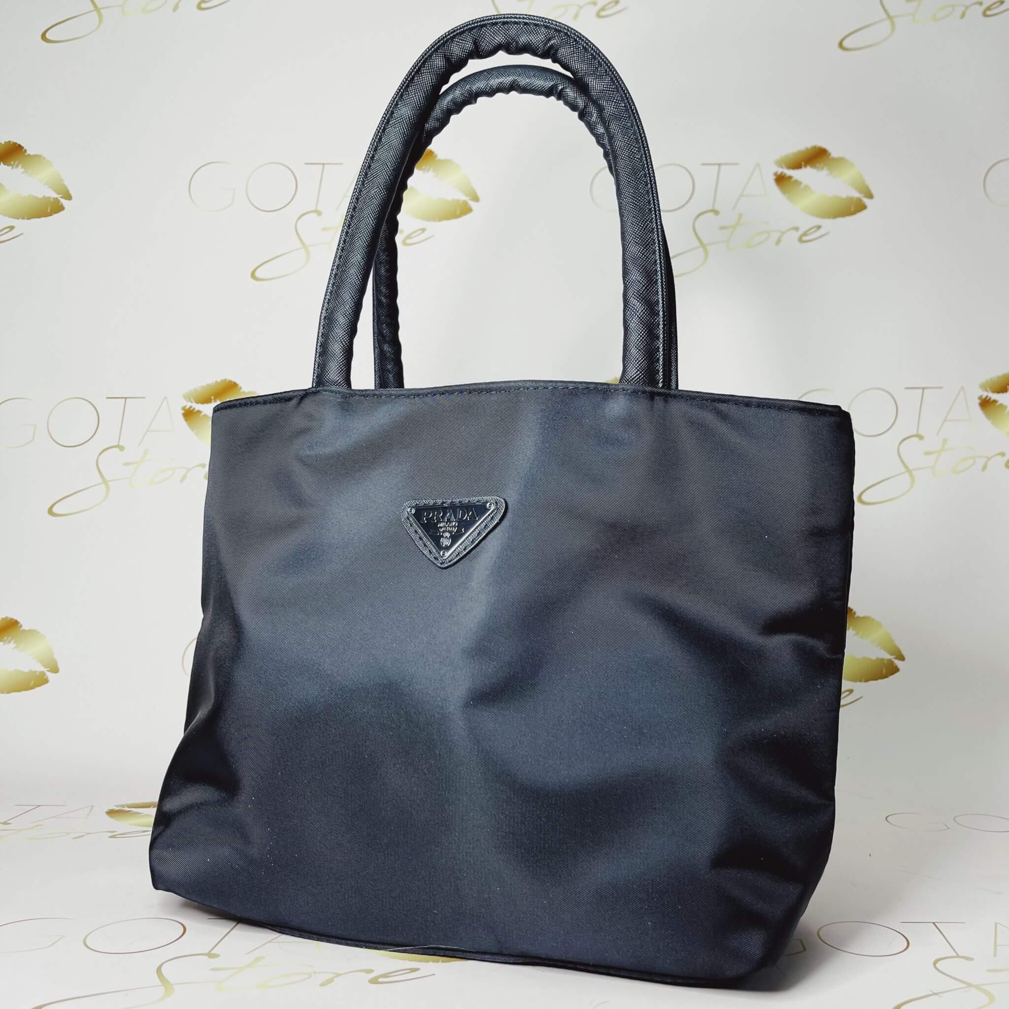 Prda Black Nylon Medium Purse - Fabric Women's Medium Tote Bag - GOTA Store