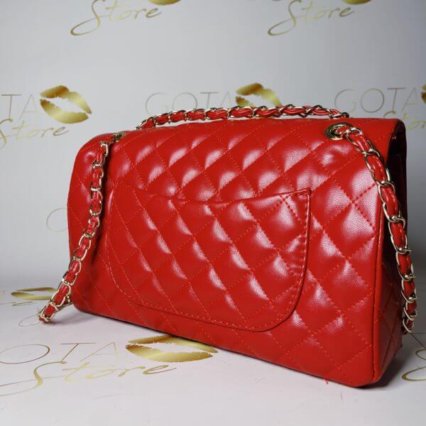 Classic Double Flap Purse - Red Leather Women's Large Handbag