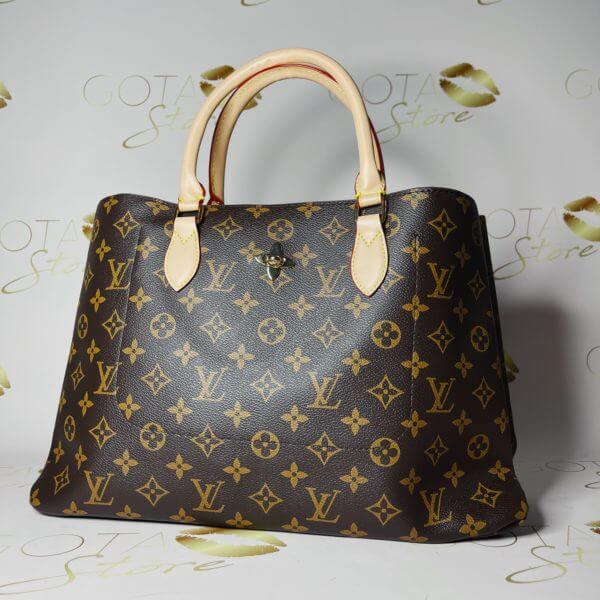 LV Flower Tote Bag Classic Monogram - Brown Leather & Gold Hardware Large Women's Purse