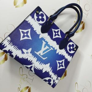 LV Escale Tote Bag - Blue & White Pastel Leather Women's Large Purse