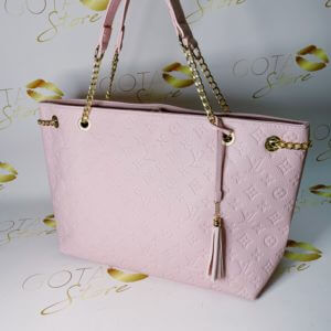 LV Pink Embossed Monogram Surene Purse - Leather Women's Large Chain Tote Bag