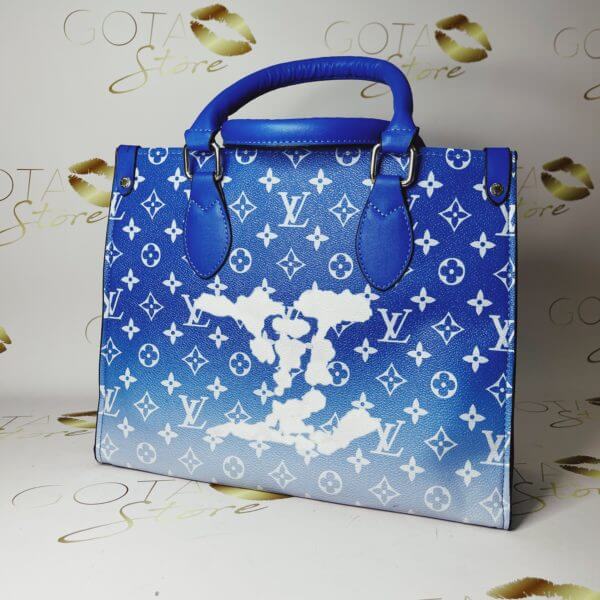 LV City Steamer MM Virgil Purse - Blue & White Monogram Leather Women’s Large Tote Bag