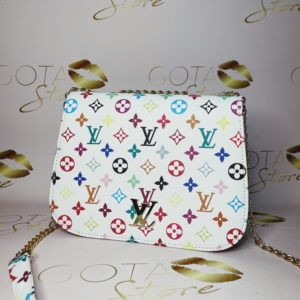 LV Twist Colorful Monogram Purse - White Leather Chain Large Women's  Shoulder Bag - GOTA Store