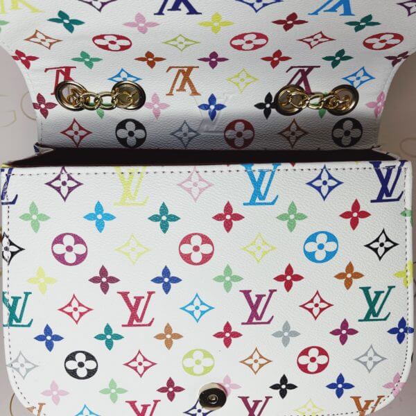 LV Twist Colorful Monogram Purse - White Leather Chain Large Women's Shoulder Bag