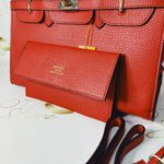 Birkin 25 Leather Purse - Red Women’s Large Tote Bag