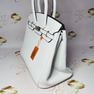 Birkin 25 Leather Purse - White Women’s Large Tote Bag