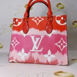 LV Escale Tote Bag - Red & Pink Pastel Leather Women's Large Purse