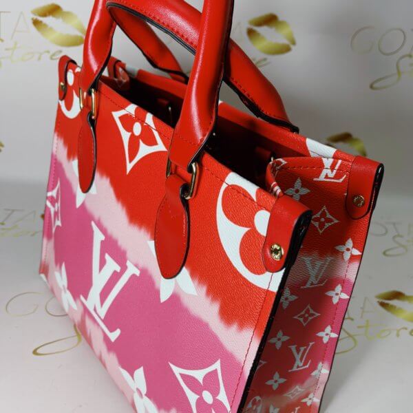 LV Escale Tote Bag - Red & Pink Pastel Leather Women's Large Purse