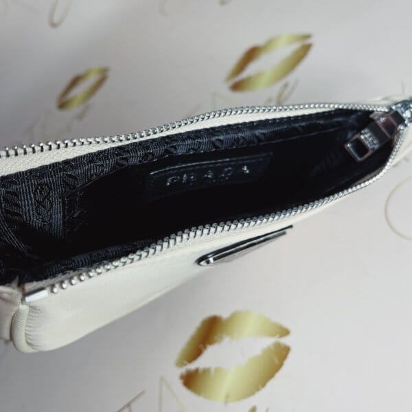 Padre Re-Edition Nylon Mini Purse – White & Gold Hardware Women’s Small Shoulder Bag