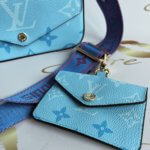 LV Felicie Pochette StrapMe Blue Leather Purse - Women's Small Clutch Bag